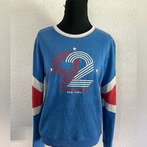 Abercrombie & Fitch Blue Graphic Crewneck Sweatshirt XS Retro Logo
